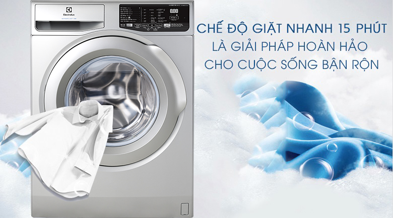 Giặt nhanh 15 phút - Máy giặt Electrolux Inverter 8 kg EWF8025CQSA