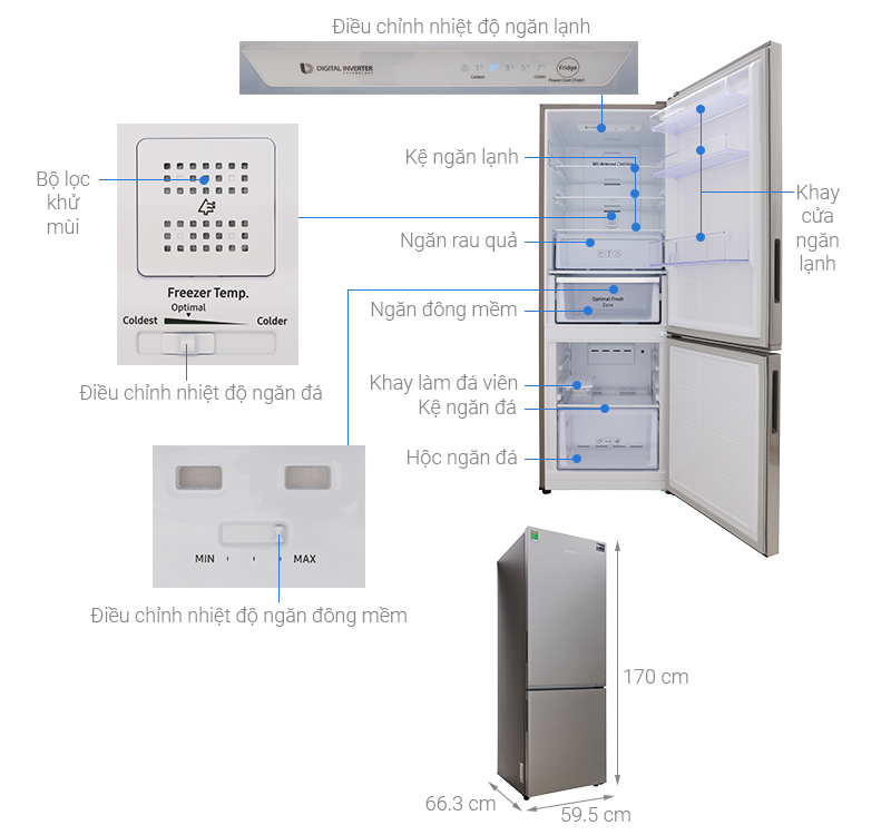 Thông số kỹ thuật Tủ lạnh Samsung Inverter 310 lít RB30N4010S8/SV